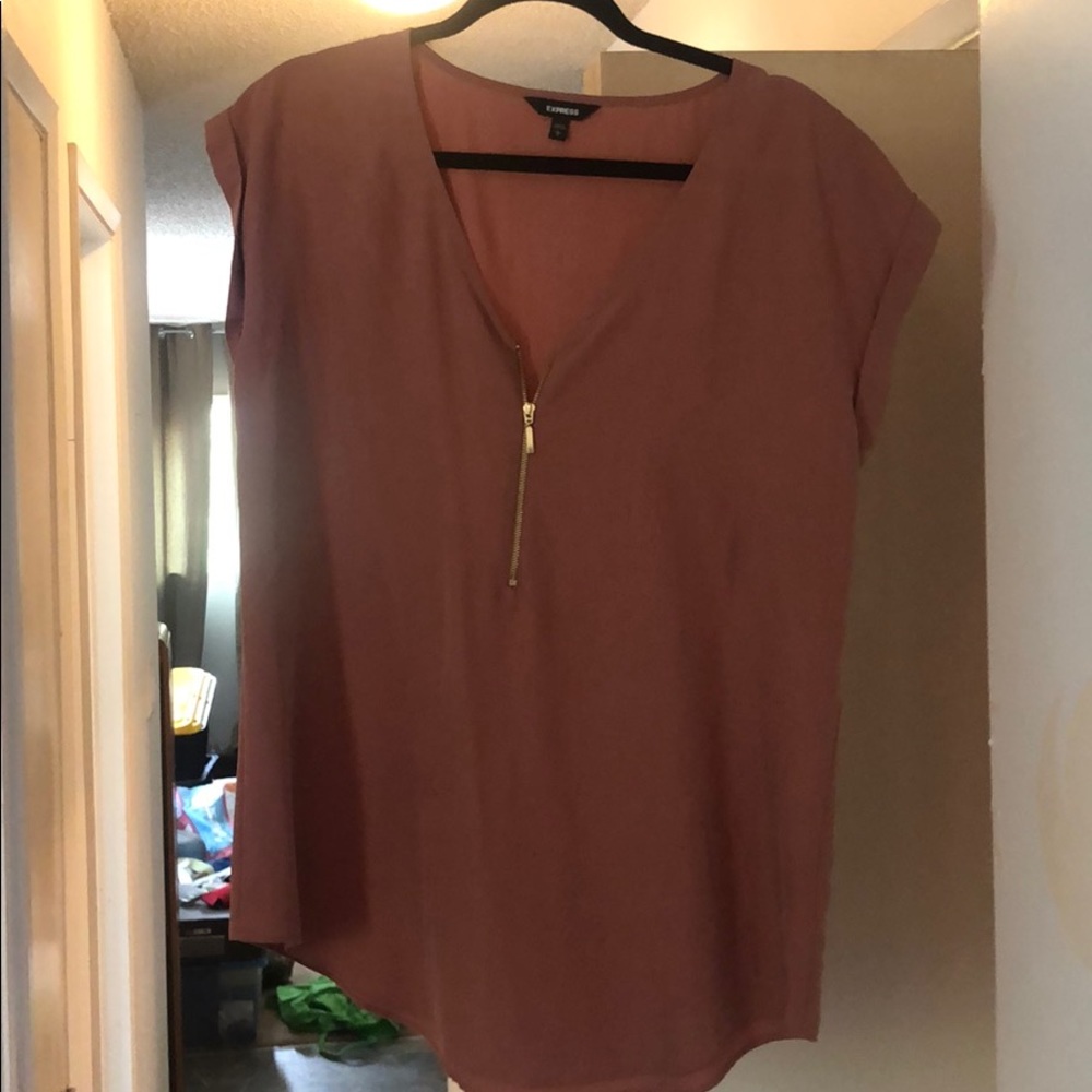 Express gold zipper blouse top